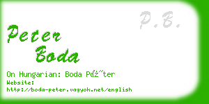 peter boda business card